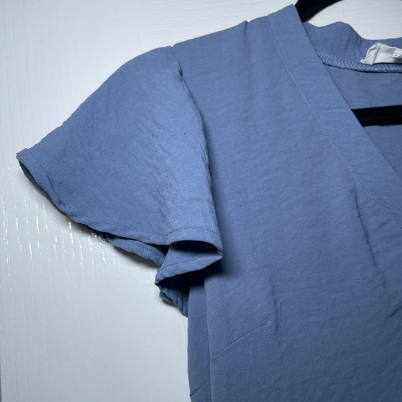 Lucky Brand Women’s Flutter Cap Sleeve Button Front Blue Midi Dress Size Large - Picture 4 of 13